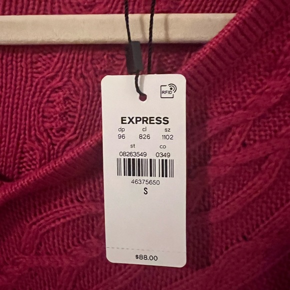 Express Raspberry colored Cable Knit Sweater - Picture 4 of 4